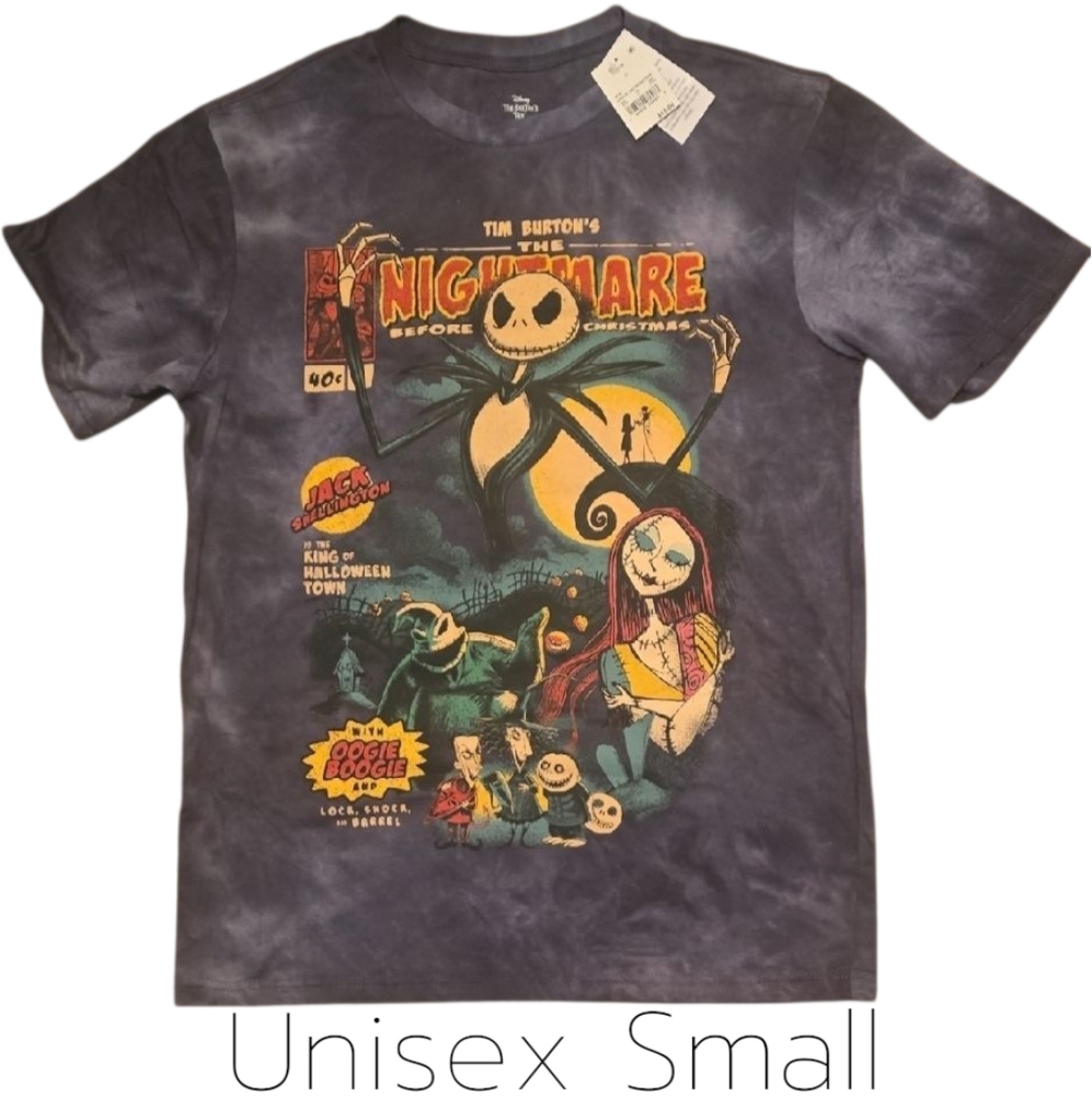 MAD Engine Nightmare Before Christmas Tee - Tie-Dye Unisex Small Nwt